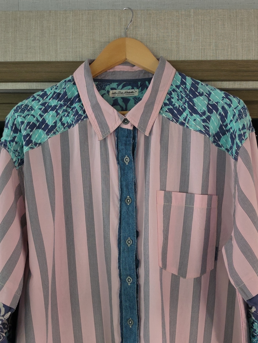NWOT,"WILD DUNES KANTHA STRIPED DOWN 100%COTTON TOP" BY WE THE FREE - Picture 7 of 17